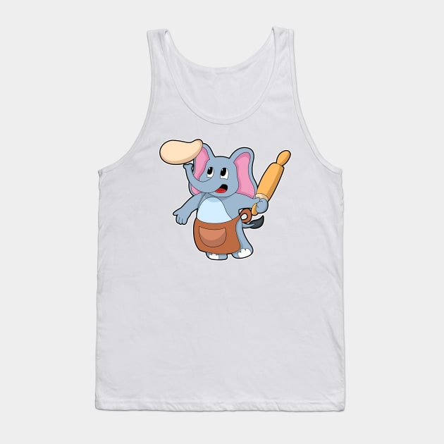 Elephant as Cook with Rolling pin & Dough Tank Top by Markus Schnabel